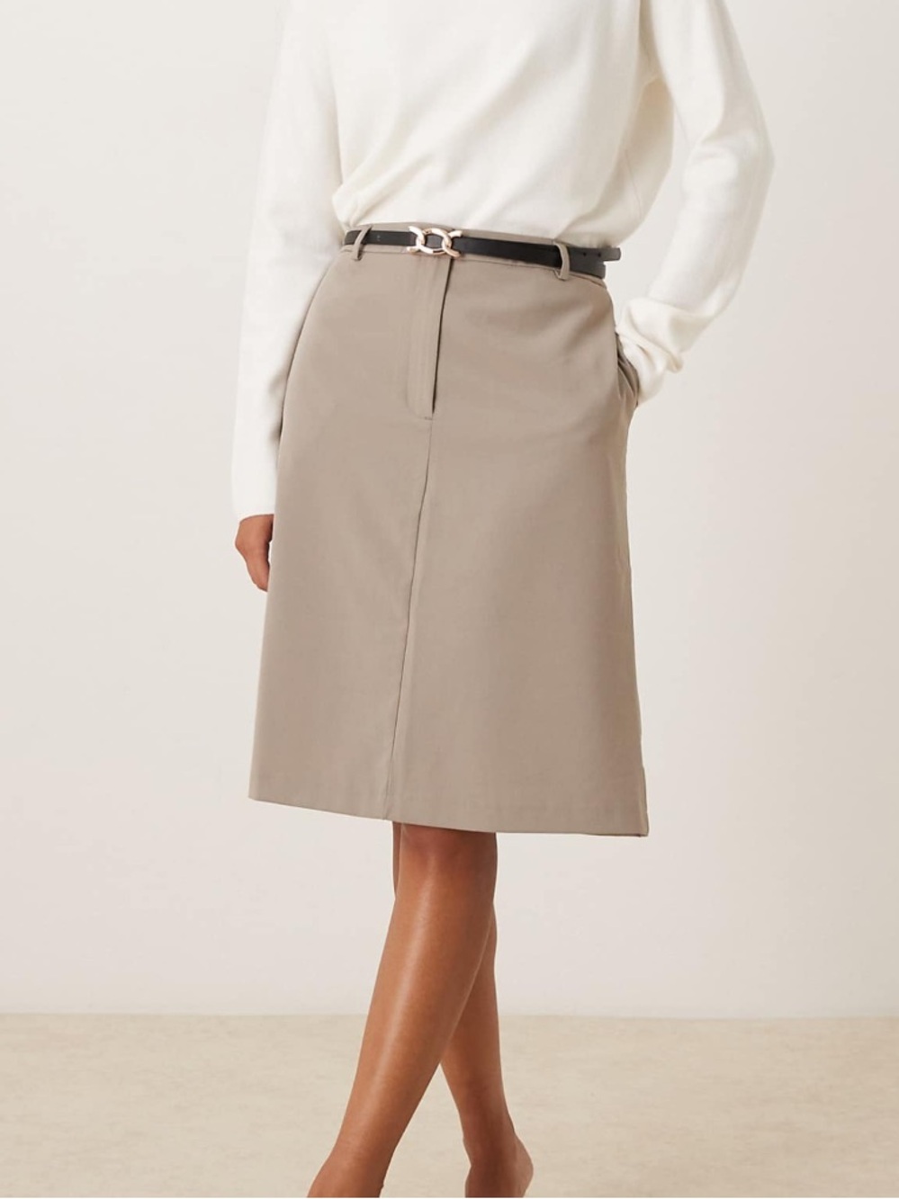 ASOS Midi A-Line Skirt in Mocha